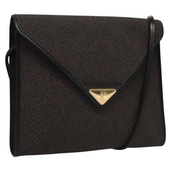 SAINT LAURENT Shoulder Bag Canvas Purple Gold Auth sw211 - Picture 1 of 16